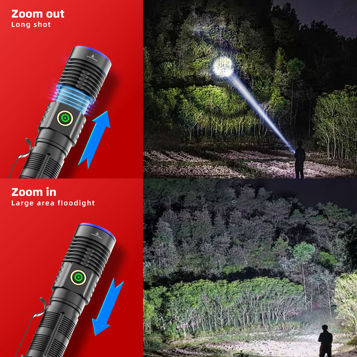 Aluminum Outdoor Camping High Lumen Torch Light Magnetic Base White laser Flashlight Zoomable Light LED Rechargeable Flashlights