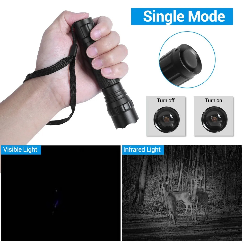 Newest Unique 850nm Long range red led laser 940 flashlight IR illuminator High power Tactical Zoom Flashlight 18650 battery