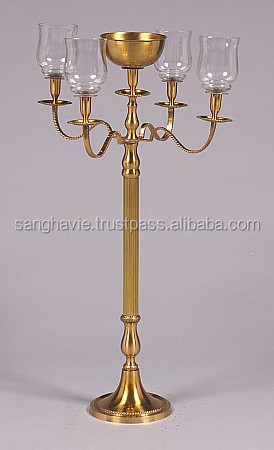 LARGE CANDELABRA WITH CRYSTAL VOTIVE HOME DECORATIVE TEA LIGHT HOLDER CLASSIC DESIGN CANDLE STAND