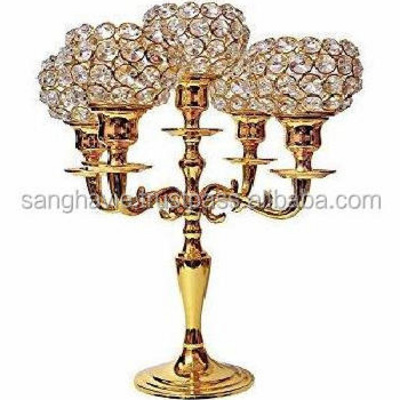 LARGE CANDELABRA WITH CRYSTAL VOTIVE HOME DECORATIVE TEA LIGHT HOLDER CLASSIC DESIGN CANDLE STAND