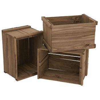 SET OF 3 WOODEN CRATE NICE LOOKING FLOWER PLANT CREAT WOODEN STYLES PLANTER