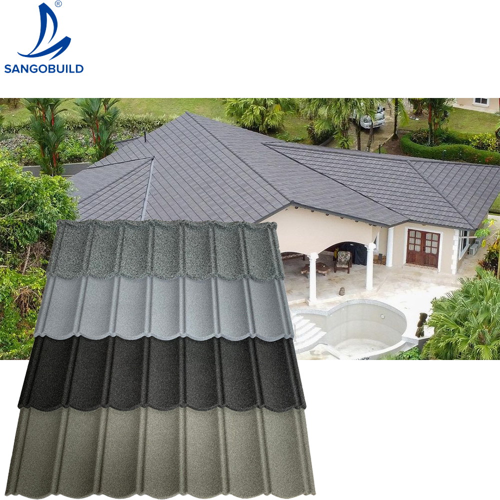 China Factory building material high quality Stone Coated Roof 0.45mm AZ150g bond Tile Roofs Metal Stone Colored