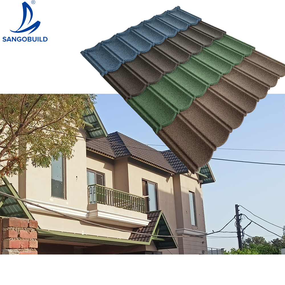 China Factory building material high quality Stone Coated Roof 0.45mm AZ150g bond Tile Roofs Metal Stone Colored