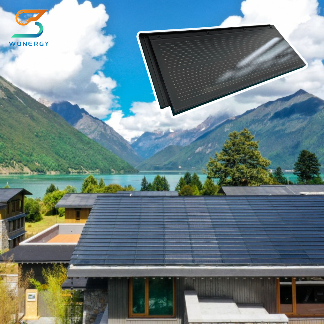 Flat Solar Roof Photovoltaic Solar Dachziegel Panel In The Shape Of Tiles Panneaux Solaires