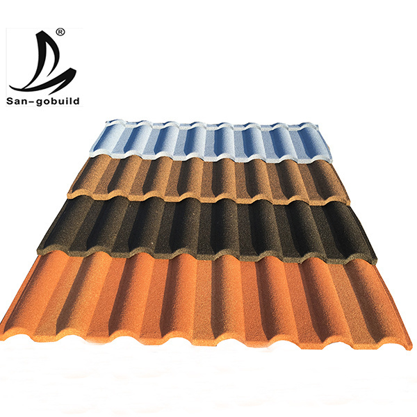 Building materials Milano tile frp galvalume steel roofing sheet, lowest color stone coated roof tiles for house construction