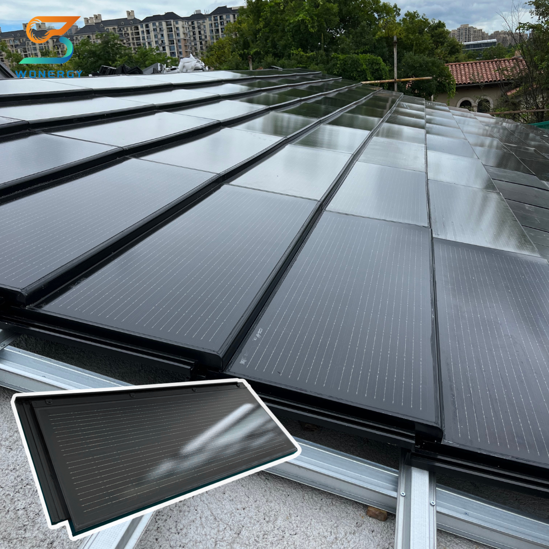 Flat Solar Roof Photovoltaic Solar Dachziegel Panel In The Shape Of Tiles Panneaux Solaires