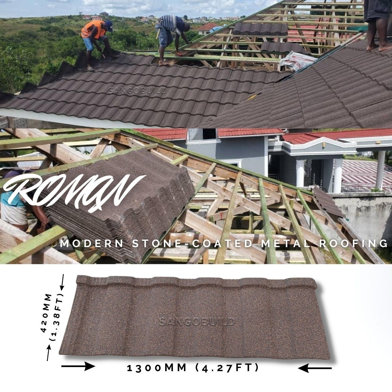 Wholesale construction material lightweight corrugated stone metal roofing sheet,black zinc aluminum roof tiles Jamaica Somalia