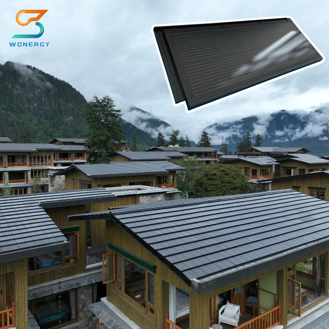 Flat Solar Roof Photovoltaic Solar Dachziegel Panel In The Shape Of Tiles Panneaux Solaires