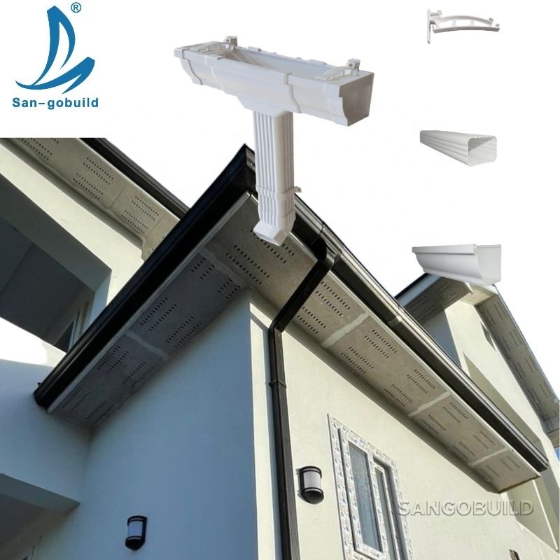 High Quality Green House White and Black 5.2 inch 7 inch PVC Gutters Roofing Rainwater Drainage System