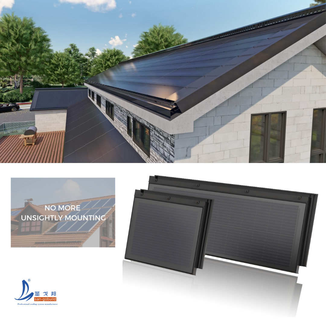 Solar Roof Tile 87W Thin Film Photovoltaic Power Generates Energy System Double Glass Panel BIPV Solar Roof Tiles