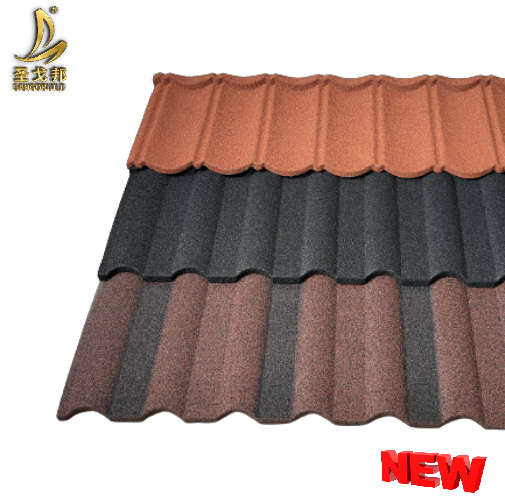 Sangobuild Factory Price Acier Galvalume Ciment Tuile-Pvc-Prix Pour Plaque Tuile Toiture Stone Coated Roofing Tile India Price