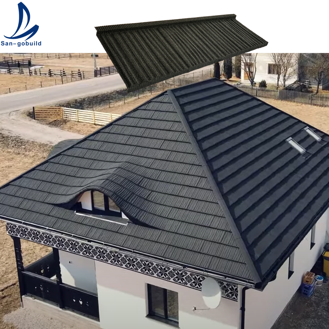 Aluminum Roofing Sheet Using On Slope Roof Villa Style Building Material Color Stone Coated Metal Roof Tiles