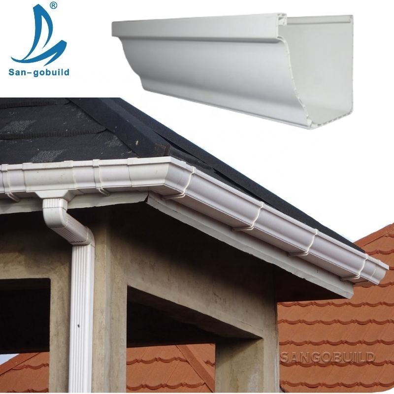 High Quality Green House White and Black 5.2 inch 7 inch PVC Gutters Roofing Rainwater Drainage System