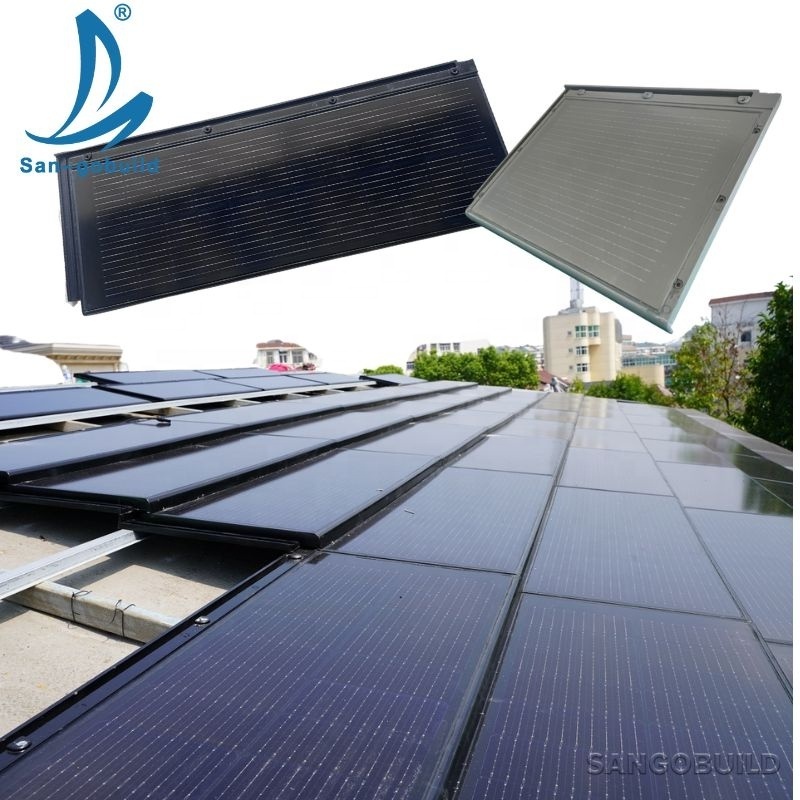 Solar Roof Tile 87W Thin Film Photovoltaic Power Generates Energy System Double Glass Panel BIPV Solar Roof Tiles