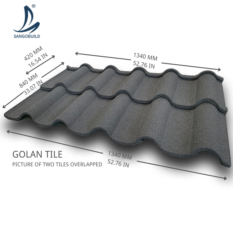 waterproof roofing sheet 0.45 mm golan tile high arch stone coated roofing metal tile for building roofing materials