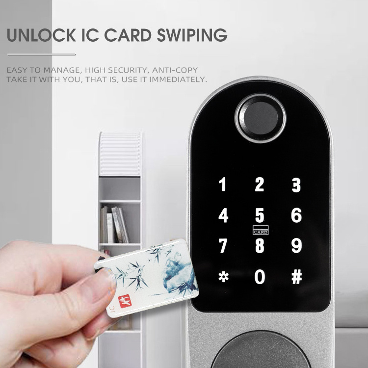 Easy Management RFID App WIFI Card Fingerprint Security Anti-theft Digital Code Durable Smart Rim Door Lock Smart Remote Control