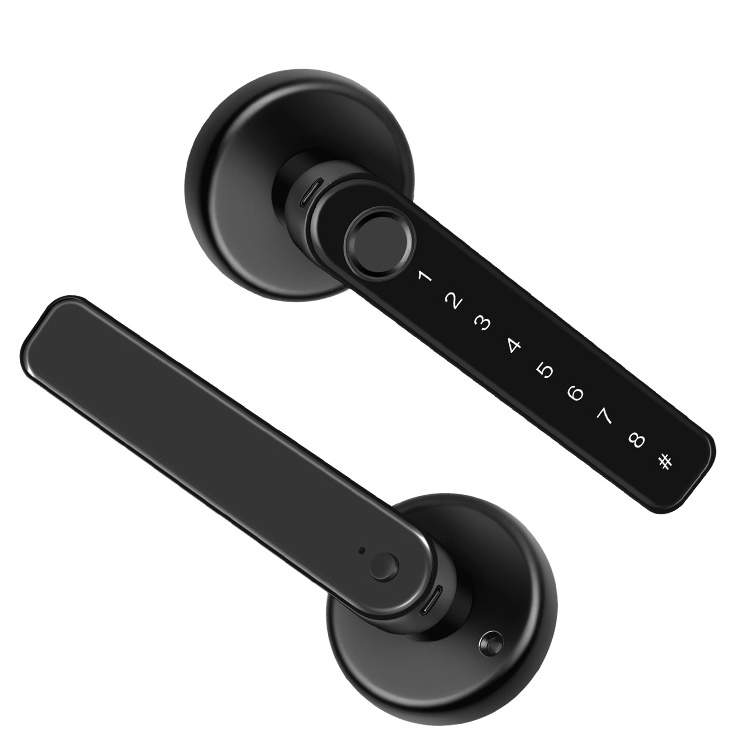 European Modern Style Apartment Home Room Zinc Alloy Fingerprint Lever Handle Door Lock Intelligent Interior Smart Lock