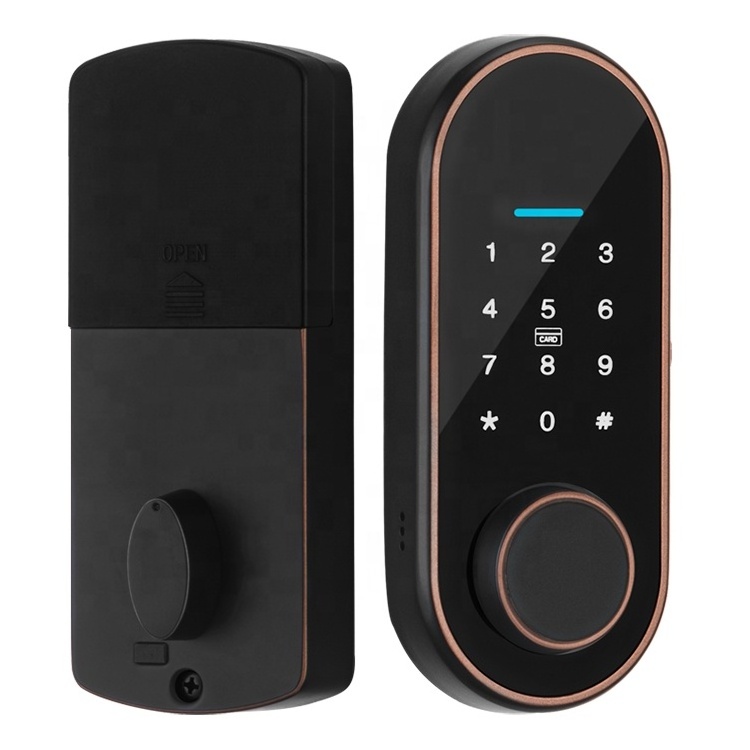 Outside Keyless Entry Door Lock Electronic Keypad Smart Deadbolt Door Lock Anti-Peeping Password TTLock Deadbolt Lock Set