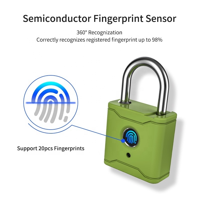 IP65 Waterproof Outdoor Remote Electronic Finger Print Pad Locks Combination Small Unique Smart Fingerprint Padlocks