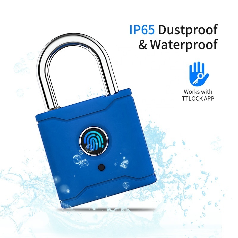 IP65 Waterproof Outdoor Remote Electronic Finger Print Pad Locks Combination Small Unique Smart Fingerprint Padlocks