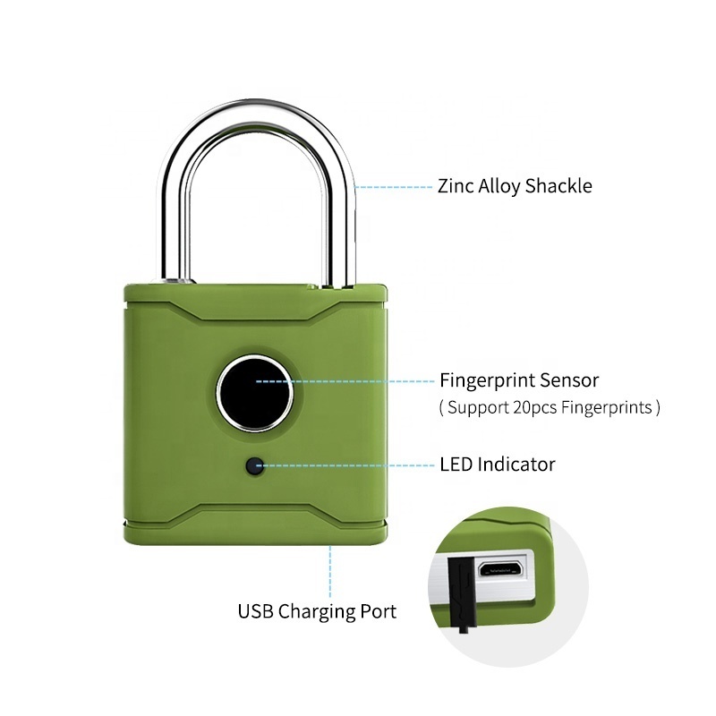 IP65 Waterproof Outdoor Remote Electronic Finger Print Pad Locks Combination Small Unique Smart Fingerprint Padlocks