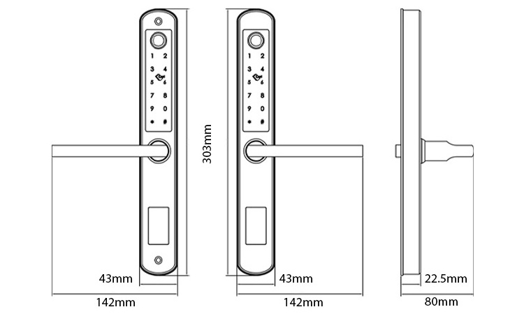 Double Side Fingerprint Fence Door Lock TTlock APP Sliding Smart Locks