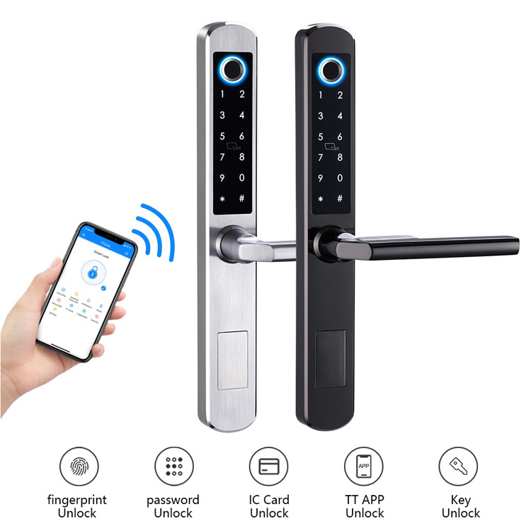 Double Side Fingerprint Fence Door Lock TTlock APP Sliding Smart Locks