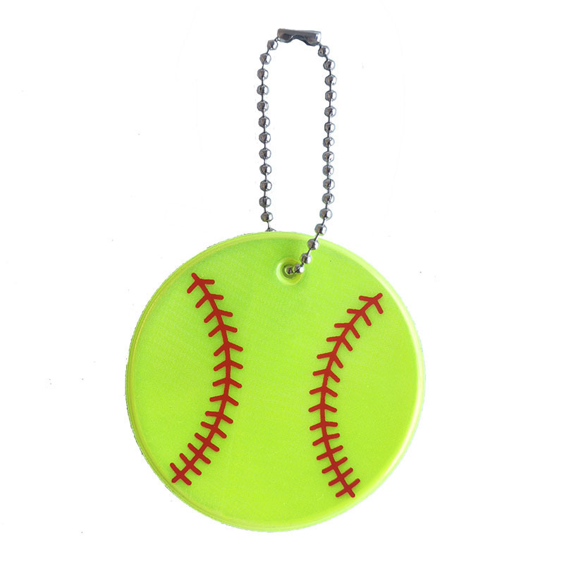 Creative 6CM Baseball Reflective Pendant High Quality PVC Baseball Keychain Promotional Gift Reflective Baseball Keychain