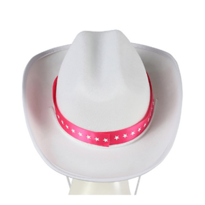 White Cowboy Hat for Adult Wide Brim Plain Western Cowgirl Hat Costume Texan Country Cowboy Hat for Women Men