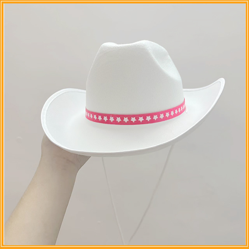 White Cowboy Hat for Adult Wide Brim Plain Western Cowgirl Hat Costume Texan Country Cowboy Hat for Women Men