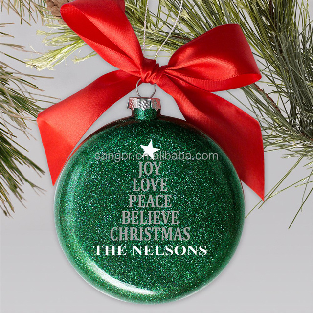 Customized Logo Flat Christmas Ball Ornament