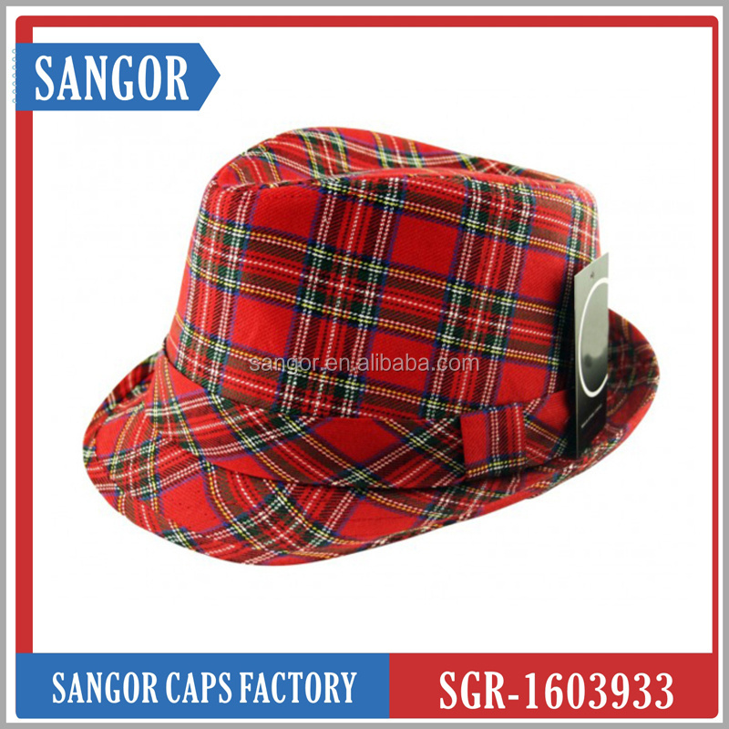 2016 Custom Tartan Lumberjack Checked Trilby Fedora Hats Wholesale