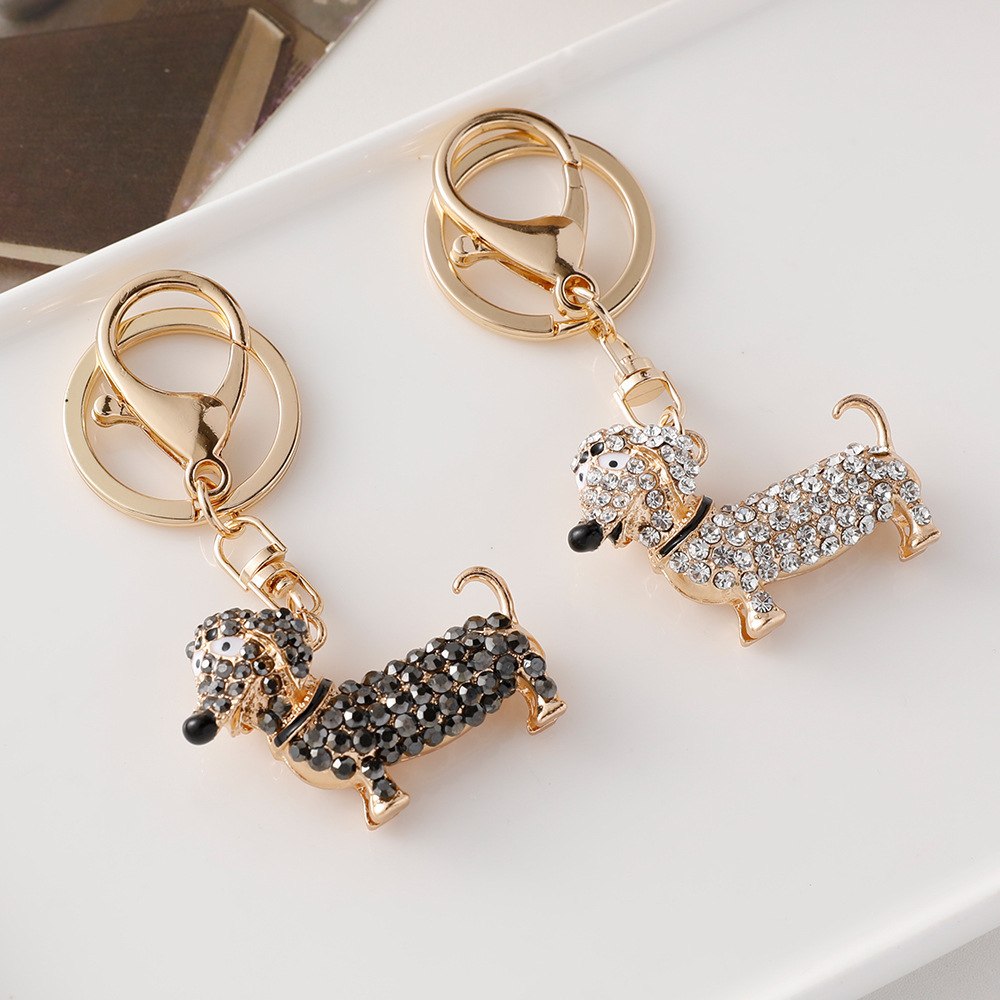 Exquisite Cute Dachshund Puppy Key Ring Dachshund Dog Keychain Key Ring Jewelry for Room Cellphone Backpack