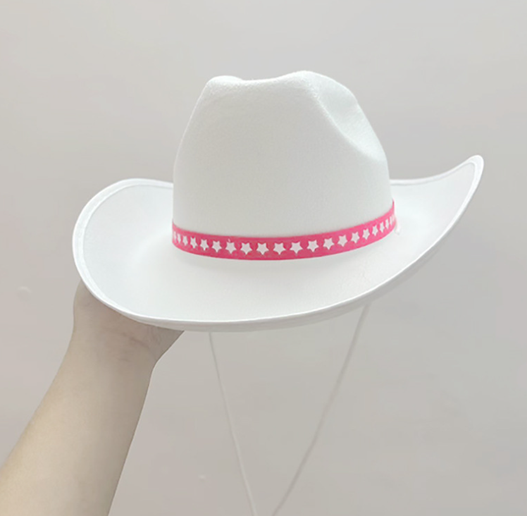 White Cowboy Hat for Adult Wide Brim Plain Western Cowgirl Hat Costume Texan Country Cowboy Hat for Women Men