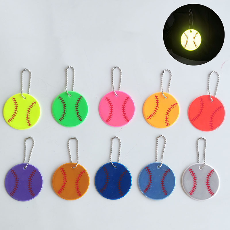 Creative 6CM Baseball Reflective Pendant High Quality PVC Baseball Keychain Promotional Gift Reflective Baseball Keychain