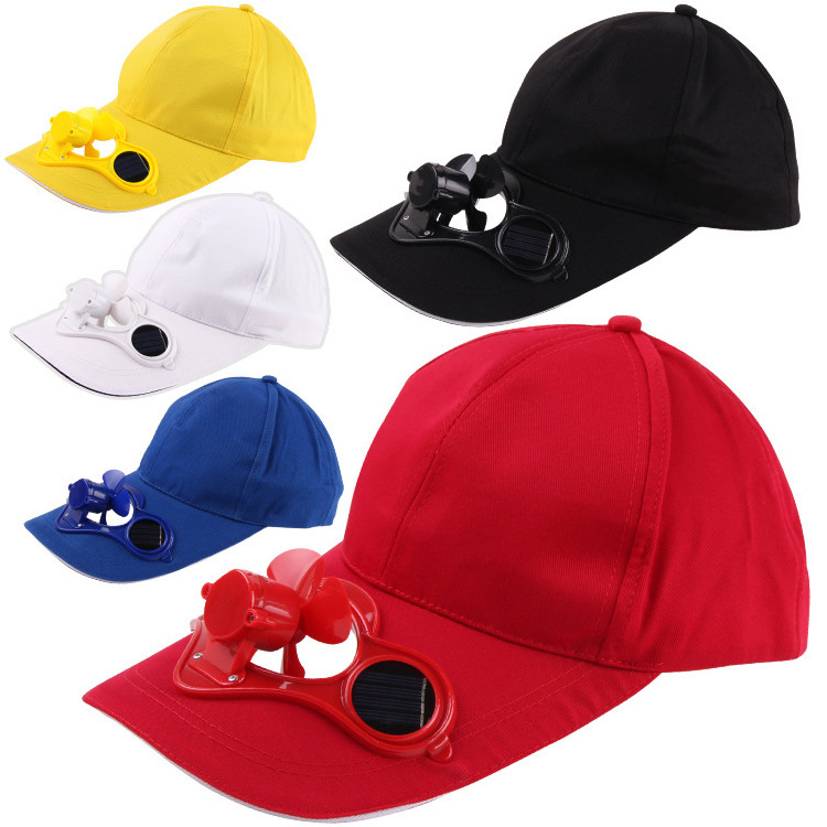 Wholesale Summer Outdoor Sport Hat Solar Sun Power Cool Fan Hat Promotional Custom Logo Cotton Baseball Cap With Fan