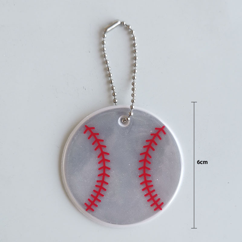 Creative 6CM Baseball Reflective Pendant High Quality PVC Baseball Keychain Promotional Gift Reflective Baseball Keychain