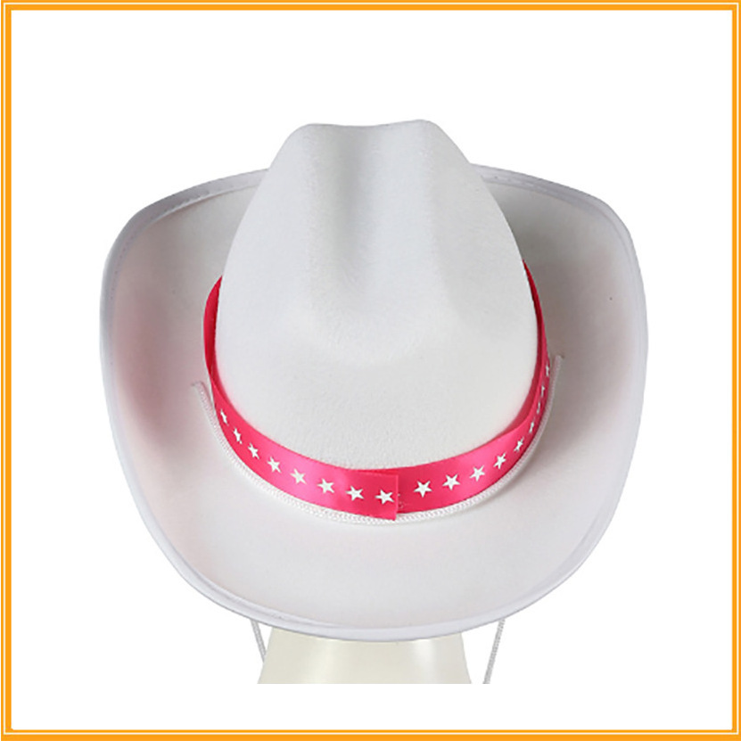 White Cowboy Hat for Adult Wide Brim Plain Western Cowgirl Hat Costume Texan Country Cowboy Hat for Women Men