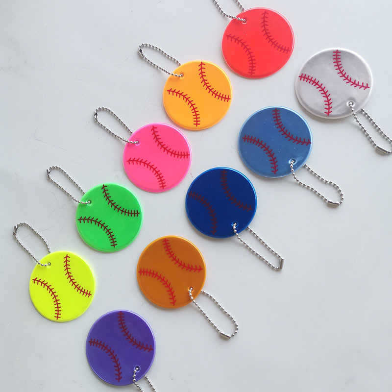 Creative 6CM Baseball Reflective Pendant High Quality PVC Baseball Keychain Promotional Gift Reflective Baseball Keychain