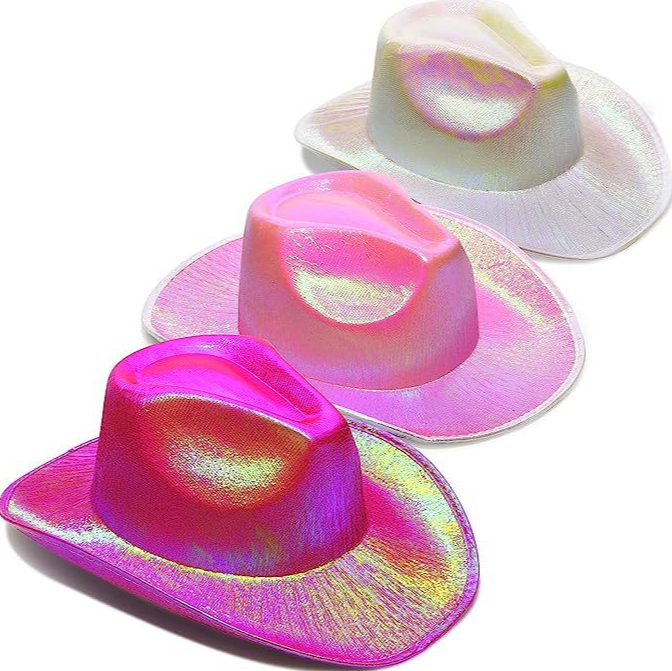 Adult Iridescent Holographic Party Favors Cowboy Hats Cowgirl Party Hat for Women in Metallic colors