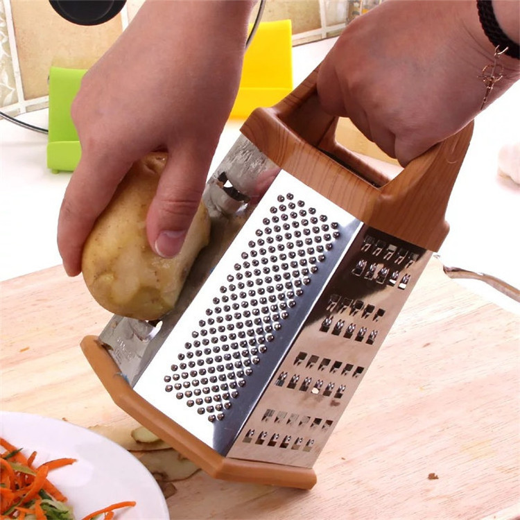 Stainless Steel Grater 6-Sides Non-Slip Base Kitchen Cheese Grater  Stainless Steel Vegetable Shredder For Kitchen