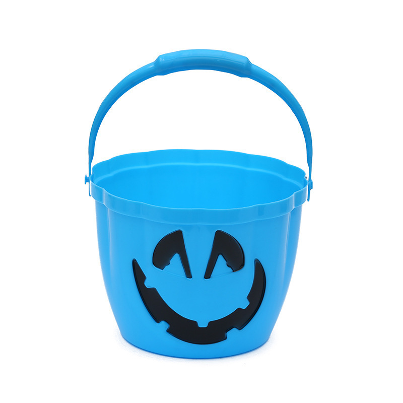 Led Halloween Party Decor Kids Jack O Lantern Trick or Treat Pail Light Up Halloween Pumpkin Bucket with Orange LED Handle