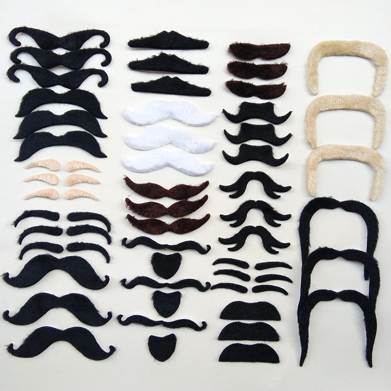 Wholesale Men Halloween Party Supplies False Black Beard Brown Make Up Clown Funny Costume Mustaches