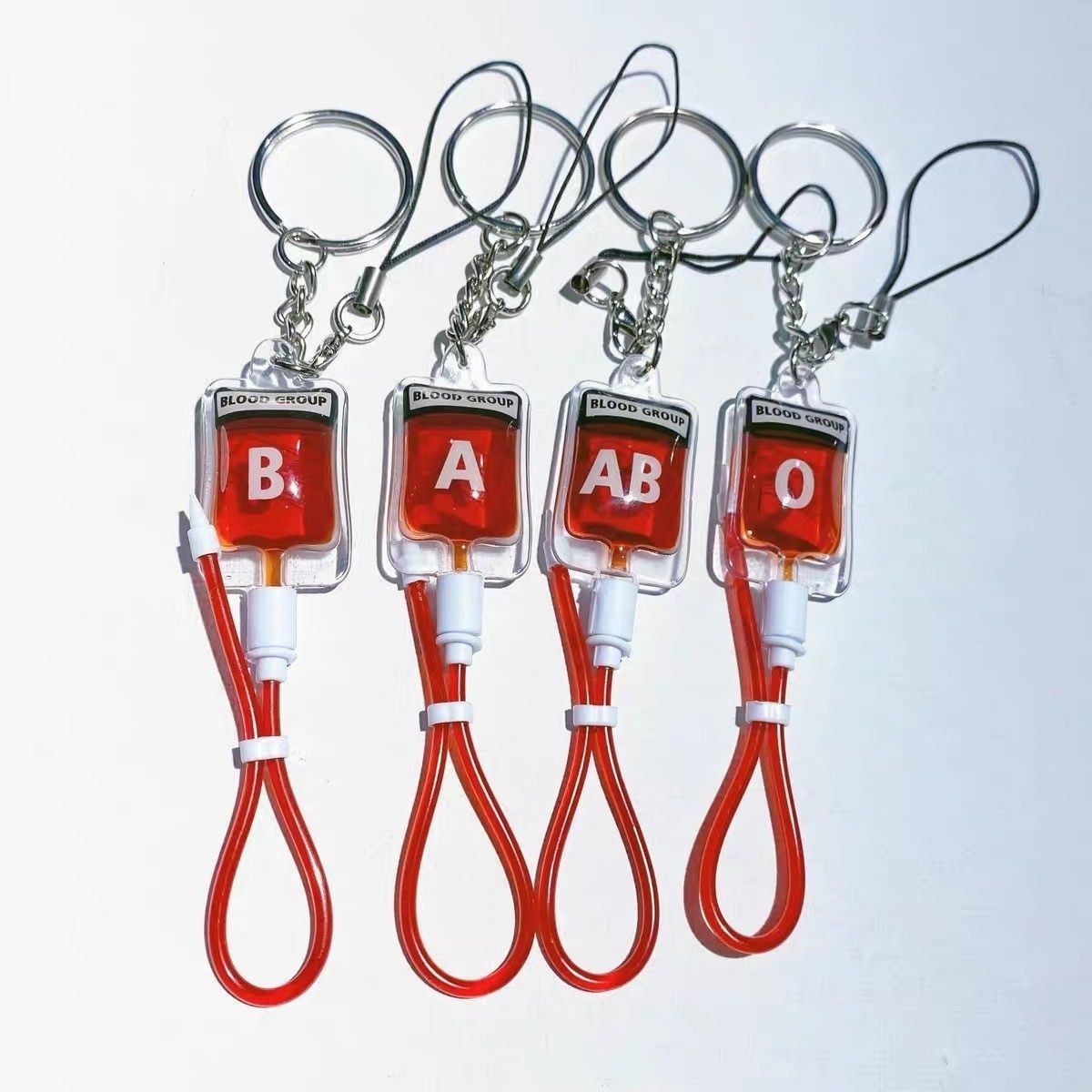 Halloween Scary Keychain Little Blood Bag Keychain Blood Type A B O AB Plasma Keychain Holder Bag Charm For Halloween