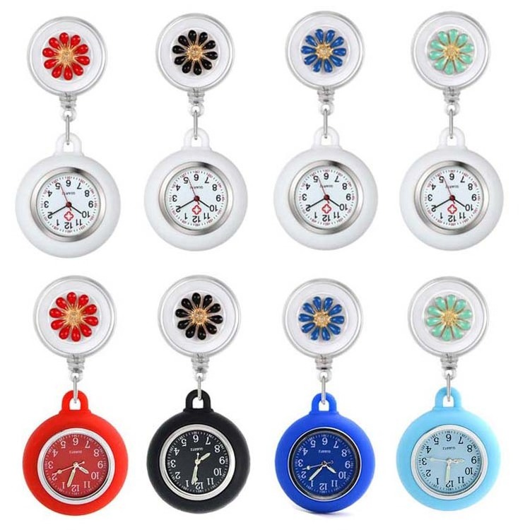 Wholesale Silicon Nurse Watch Clip-on Hanging Lapel Nurse Watch Fashion Retractable Rope Nurse Fob Watch