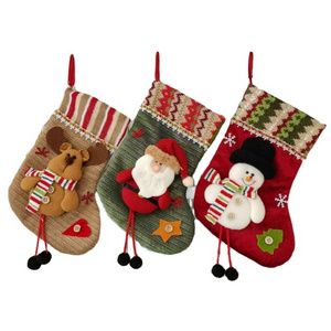 Santa Stocking Sock Candy Bags Christmas Tree Ornaments Pendants Gift Bag for Children Fireplace Hanging Decorations