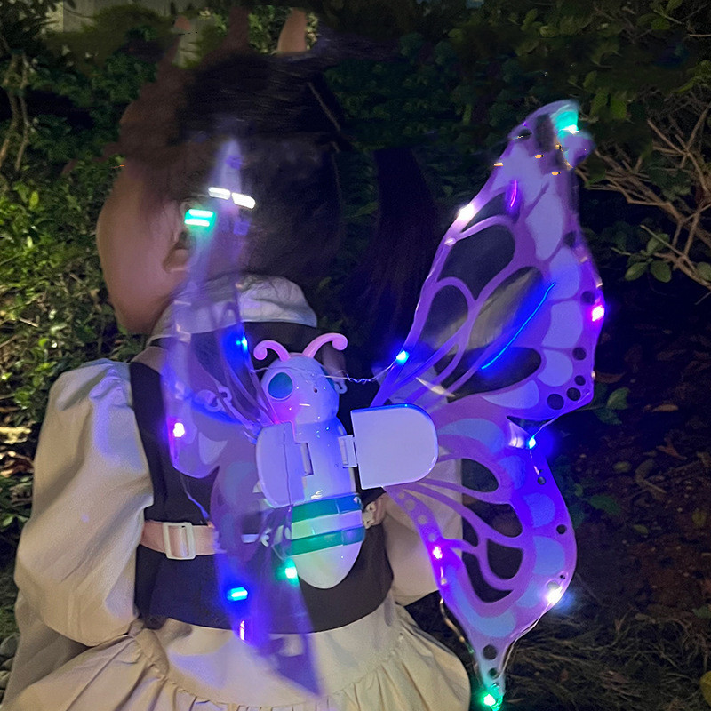 LED Light Glowing Electric Butterfly Wings Girls Dress Up Light Up Fairy Wings for Kids