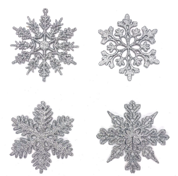 Glitter Snowflake Ornaments Plastic Christmas Glitter Snowflake Winter Wonderland Christmas Tree Decorations