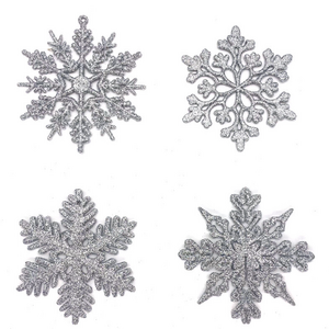 Glitter Snowflake Ornaments Plastic Christmas Glitter Snowflake Winter Wonderland Christmas Tree Decorations