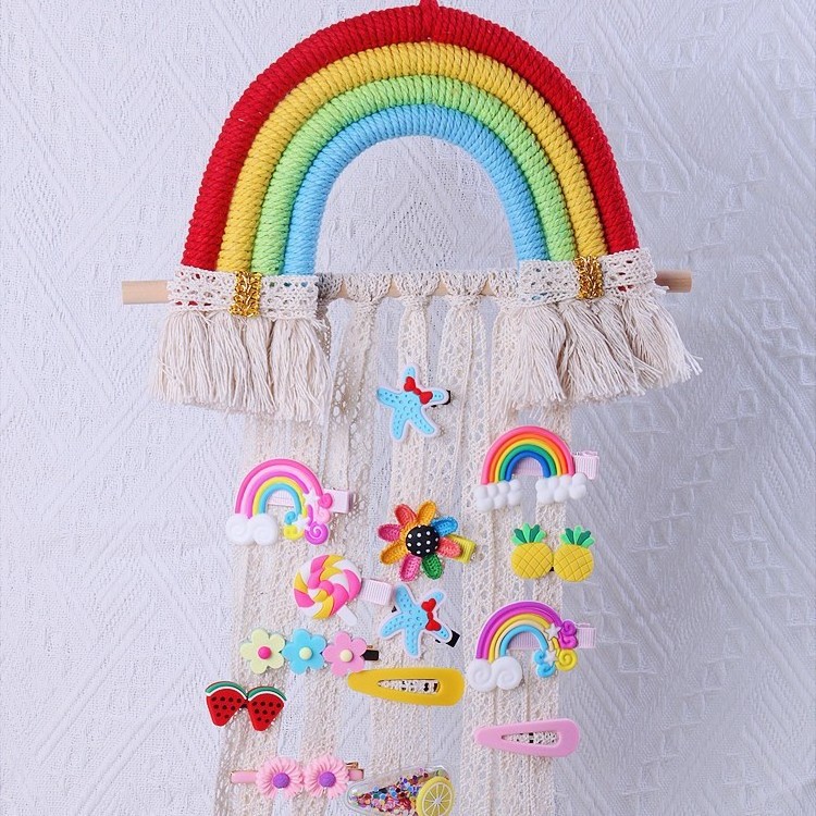 New Tassel Macrame Rainbows Cloud Woven Wall Hanging Boho Decor Kids Room Decoration